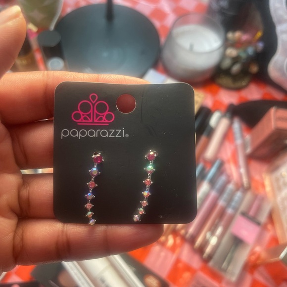paparazzi Jewelry - Paparazzi Dazzling Pink and Silver Earrings